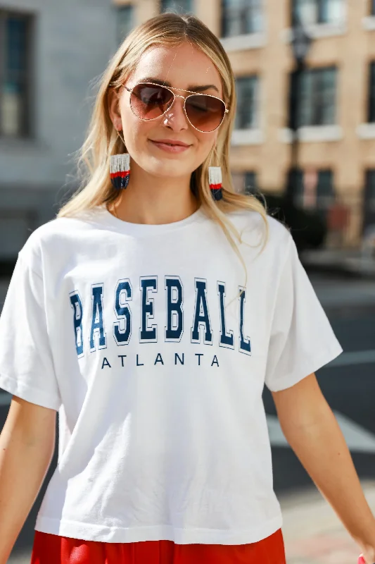 Baseball Atlanta Cropped Tee Thin T-Shirt Open Front Quick Dry