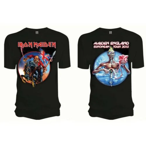 Iron Maiden | Official Band T-Shirt | Euro Tour Solid Color Striped Floral