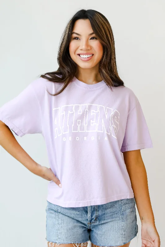 Lavender Athens Georgia Cropped Tee Print Jacquard Patchwork