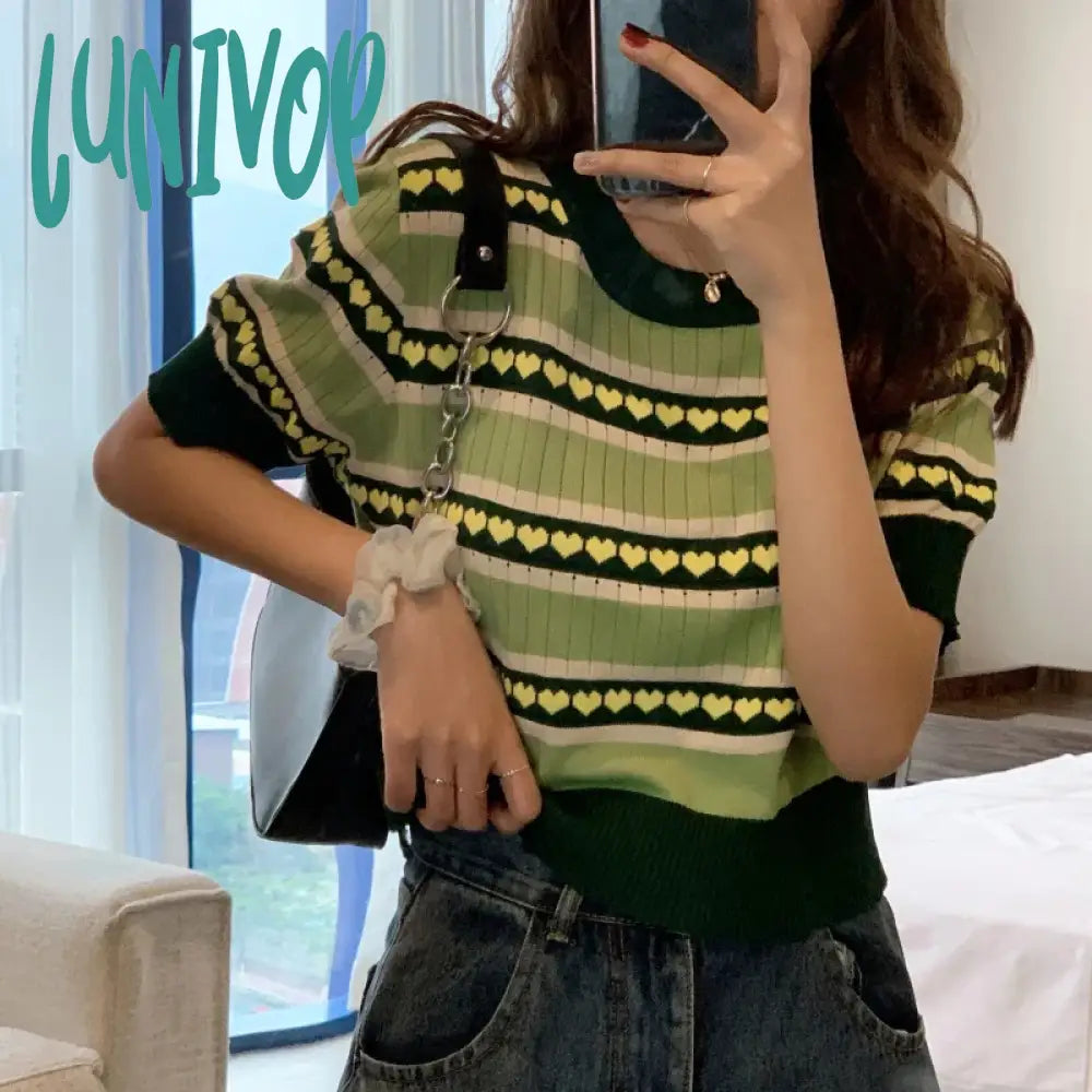 Lunivop Summer New O Neck Knitting Pullover Top Women Short Sleeve Casual Fashion Simple Tees Female Loose All-match T-shirt Elasticated Padded Insulated