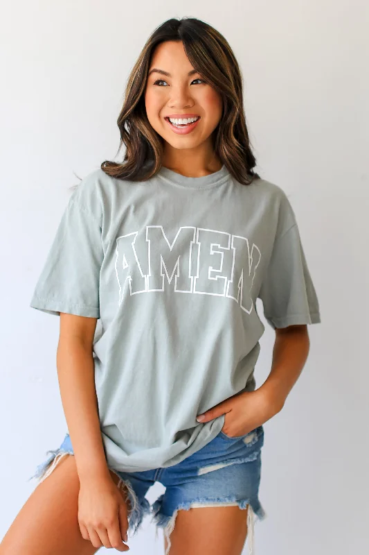 Sage Amen Tee Elegant Classic Vintage