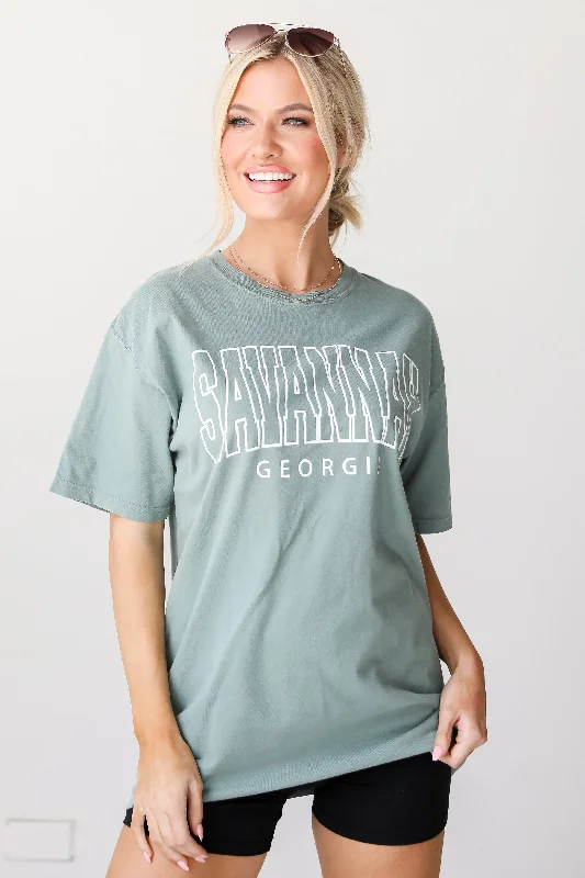 Seafoam Savannah Georgia Tee Sequined Glittery Shiny