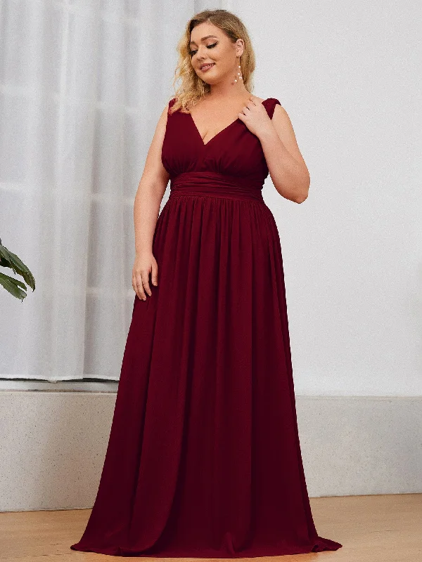 Plus Size Sleeveless V-Neck Chiffon Semi Formal Maxi Dress Casual Maxi Dress with Pockets Plus Size Sleeveless V-Neck Chiffon Semi Formal Maxi Dress Casual Maxi Dress with Pockets