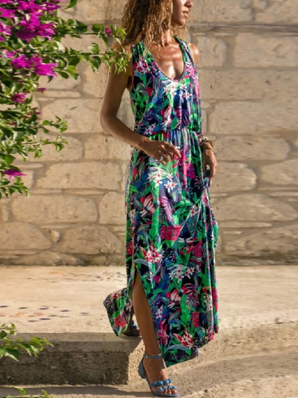 Summer Women Fashion Sexy Causal Elegant Sleeveless Floral Hollow-out Back Maxi Dress Comfortable Long-Sleeve Maxi Dress Summer Women Fashion Sexy Causal Elegant Sleeveless Floral Hollow-out Back Maxi Dress Comfortable Long-Sleeve Maxi Dress