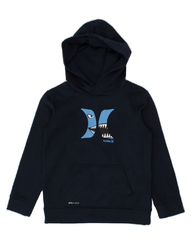 HURLEY Boys Dri Fit Graphic Hoodie Jumper 7-8 Years Large Navy Blue Hoodie with Oversized Fit Loose Comfortable HURLEY Boys Dri Fit Graphic Hoodie Jumper 7-8 Years Large Navy Blue Hoodie with Oversized Fit Loose Comfortable