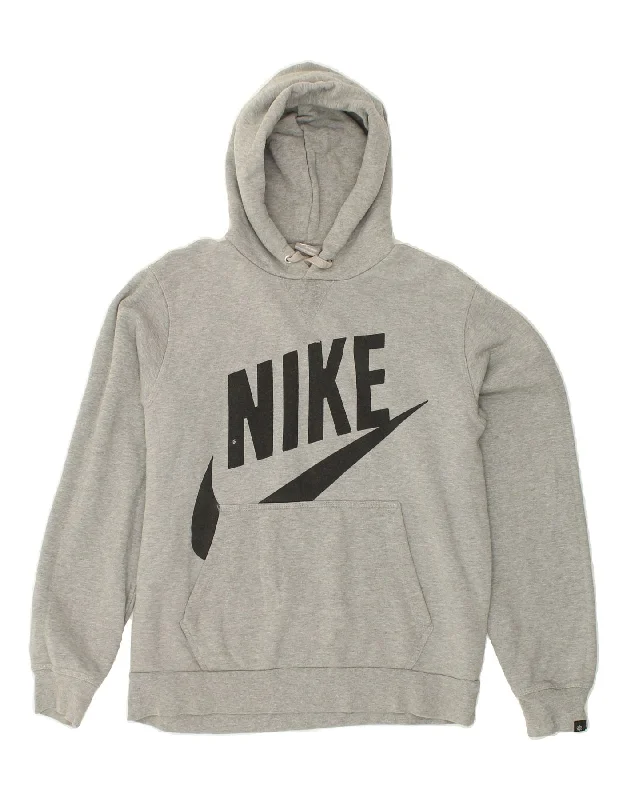 NIKE Mens Graphic Hoodie Jumper Medium Grey Cotton Hoodie with V-Neck Classic Versatile NIKE Mens Graphic Hoodie Jumper Medium Grey Cotton Hoodie with V-Neck Classic Versatile