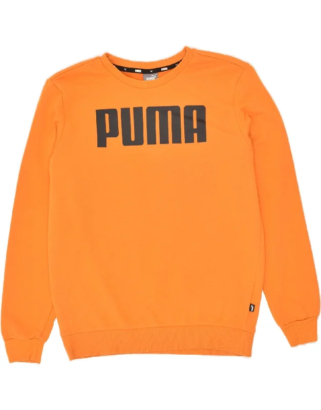 PUMA Mens Graphic Sweatshirt Jumper Medium Orange Cotton Hoodie with Longline Fit Extended Stylish PUMA Mens Graphic Sweatshirt Jumper Medium Orange Cotton Hoodie with Longline Fit Extended Stylish