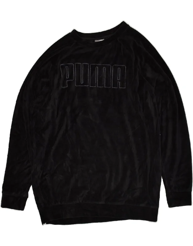 PUMA Womens Graphic Velour Sweatshirt Jumper UK 14 Large Black Cotton Hoodie with Mesh Breathable Sporty PUMA Womens Graphic Velour Sweatshirt Jumper UK 14 Large Black Cotton Hoodie with Mesh Breathable Sporty