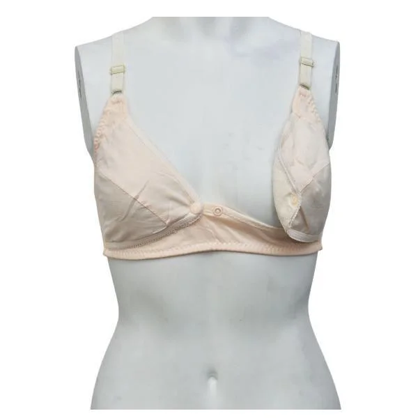 Buttoned Cups Non Padded Nursing Bra Comfortable Bralette Style