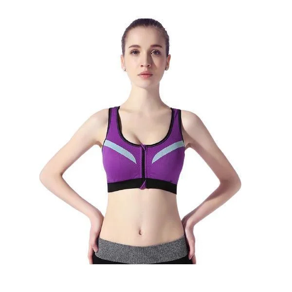 Sports Bra Non Padded Wirefree Double Layer Front Open Push Up Bra Sleek Push-Up Bra