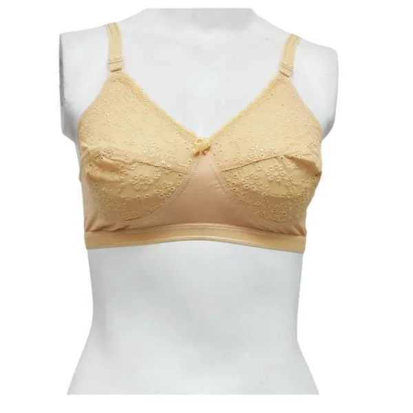 Embroidered Cotton Woven Summer Bra Simple Wireless Bra