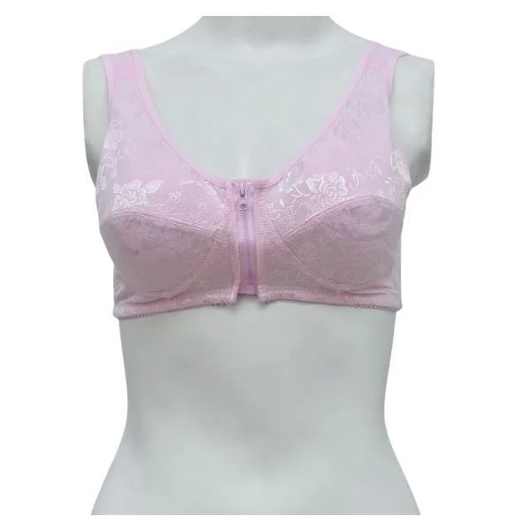 Front Open Bra for Elderly Zipper Front Poly Bra For Women Front Open Bra Full Coverage Wireless Lace Bra