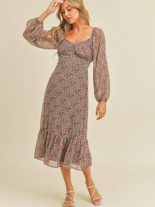 Imagine That Sweetheart Floral Midi Dress Comfortable Casual Midi Dress