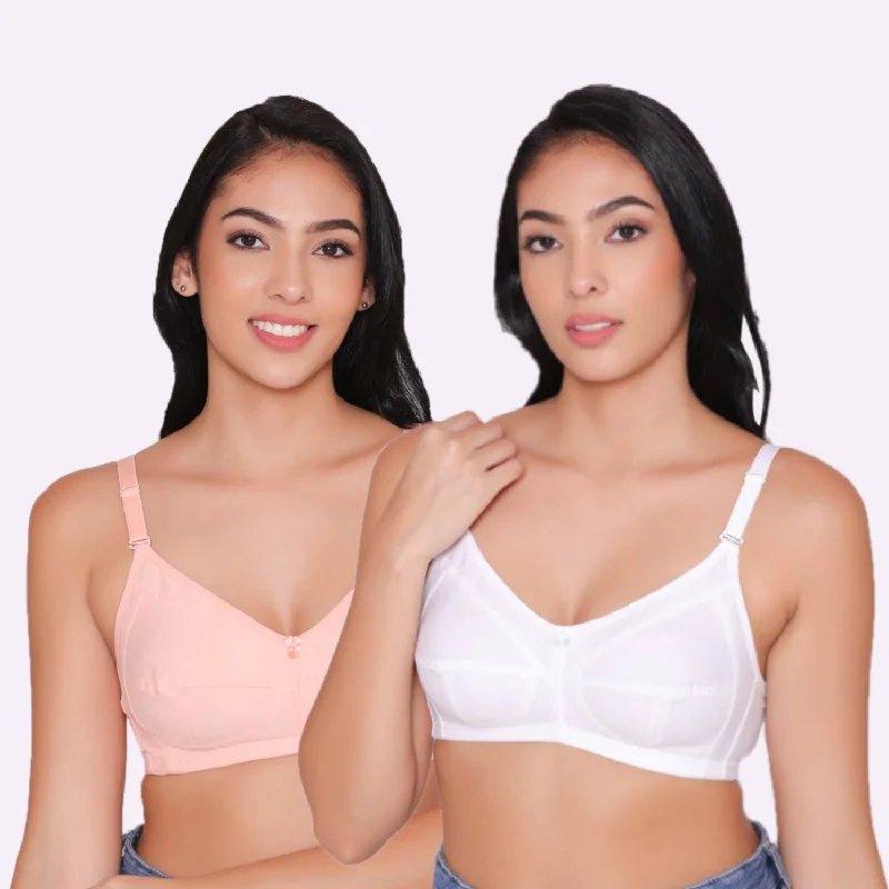 Women's Non Padded Non Wired Full Coverage Bra with No Spillage (Pack of 2)-ELSA Smooth Stretch Bra