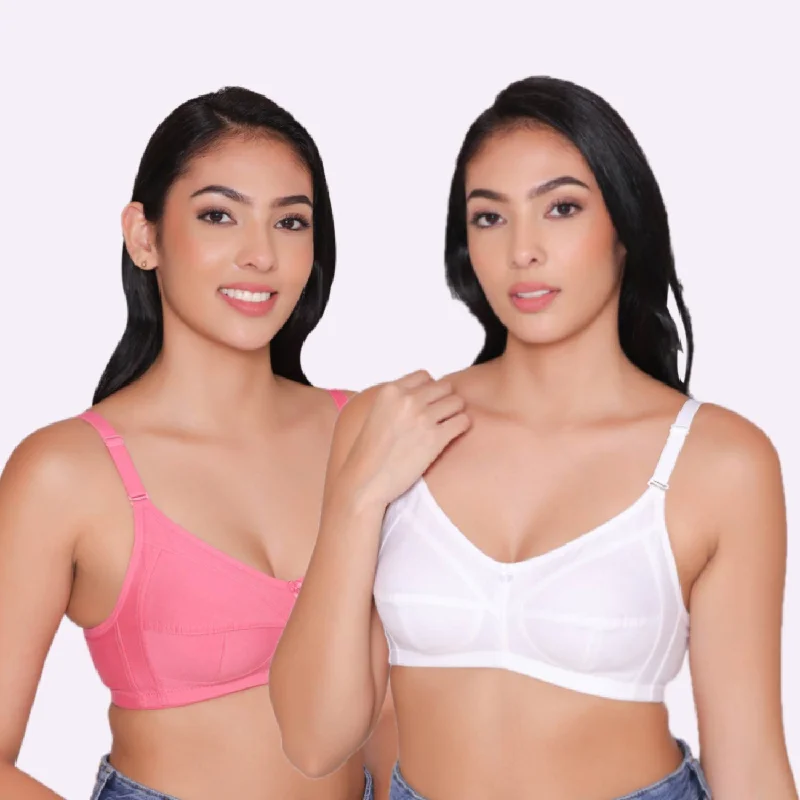 Women's Non Padded Non Wired Full Coverage Bra with No Spillage (Pack of 2)-ELSA Chic Lace Bralette