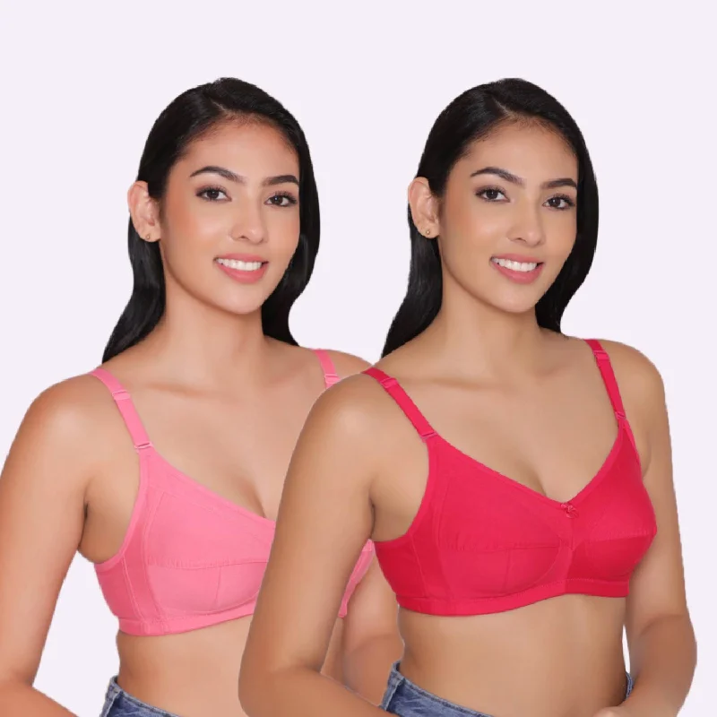 Women's Non Padded Non Wired Full Coverage Bra with No Spillage (Pack of 2)-ELSA Comfort Fit Bralette