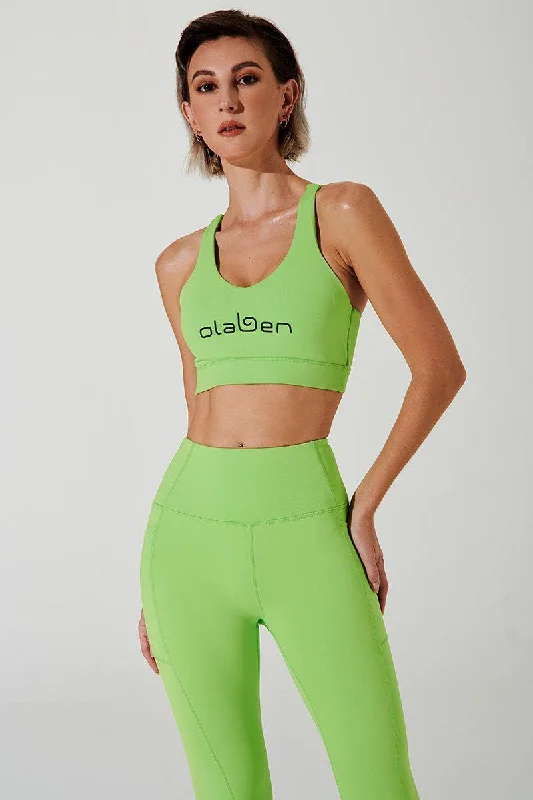 J'Ulian Olaben Bra - Floures Green Breathable Wireless Bra