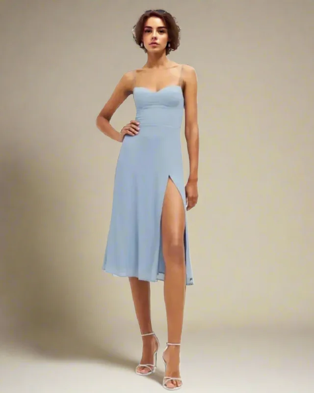 Lily Strappy Blue Midi Dress Stylish Halter Neck Midi Dress