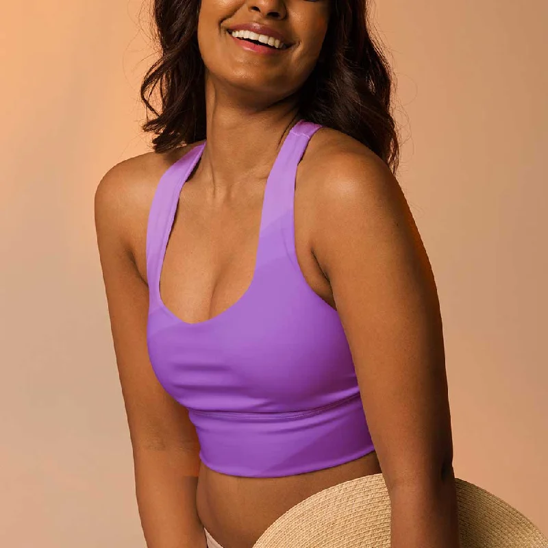 Purple long line sports bra, lioness-love Stretchy Wireless Bra