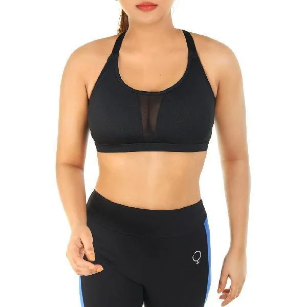 Medium Impact Sports Bra With Removeable Pads Lace-Trimmed Bra