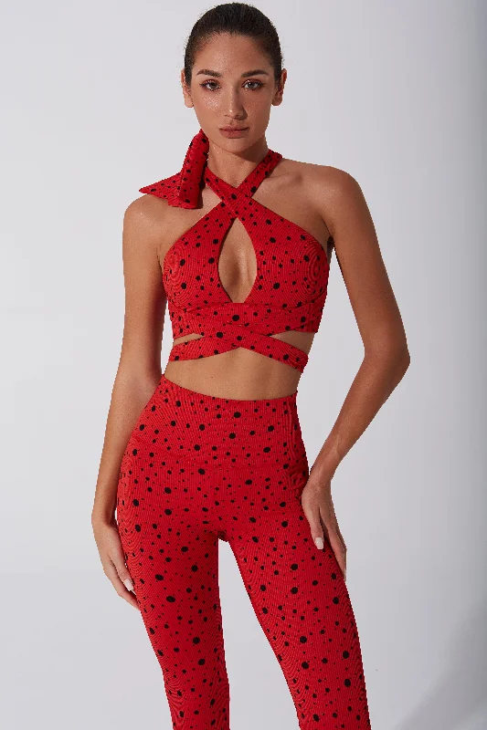 Meline Polka Dot Bra - Savvy Red Trendy Lace Bra