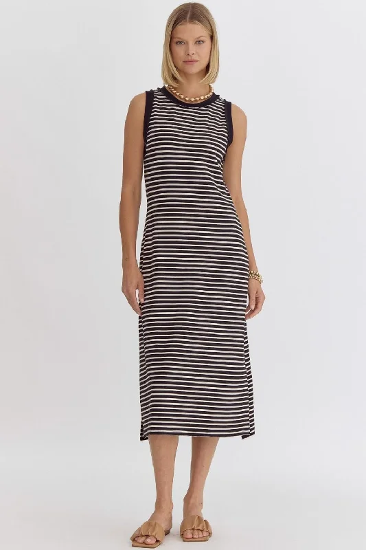 Shyla Ribbed Midi Dress Stylish Cold Shoulder Midi Dress