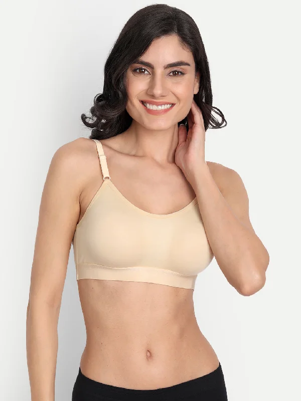 T.T. Women Moulded Solid Skin Coloured Sports Bra Ultra-Light Bra