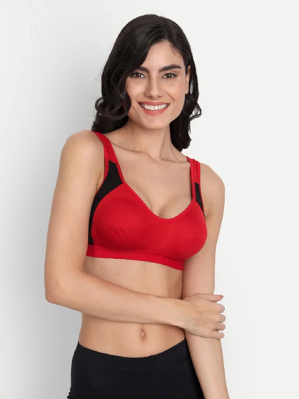 T.T. Women Red Cut N Sew Solid Sports Bra Ultra-Light Bra