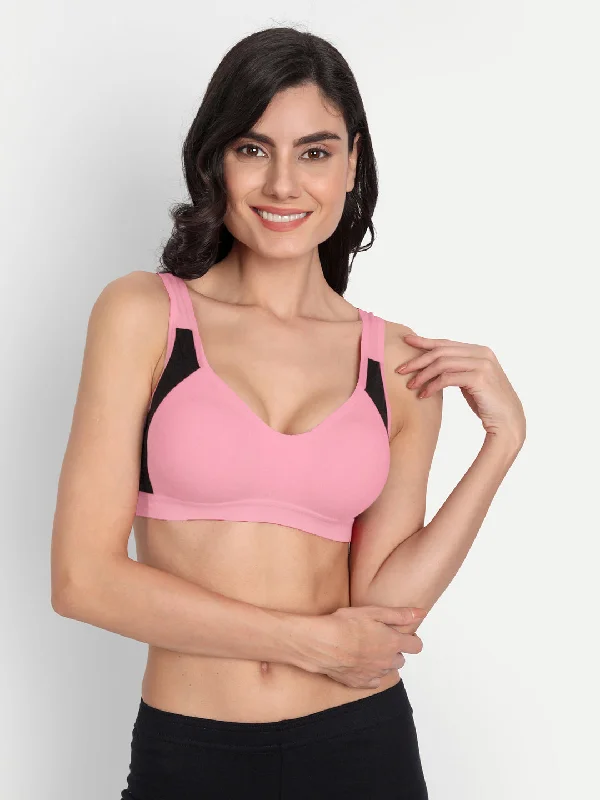 T.T. Women Soft Light Pink Cut N Sew Solid Sports Bra Minimalist Wireless Bra