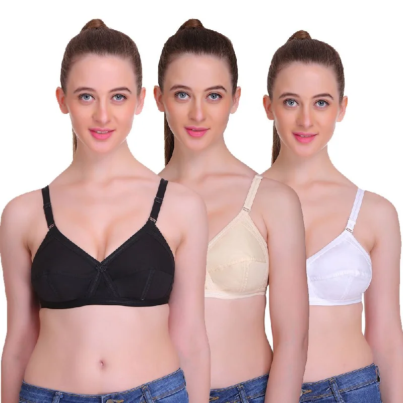 T.T. Women Desire Bra Black Beige White Adjustable Back Bra