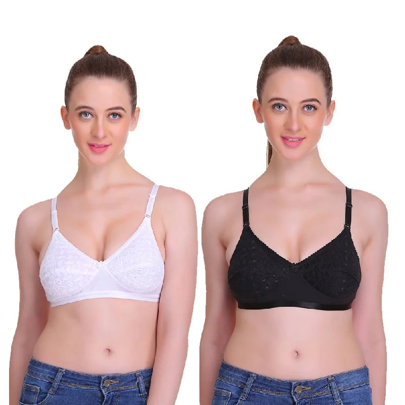 T.T. Women Desire Bra Black White Stretchy Full Coverage