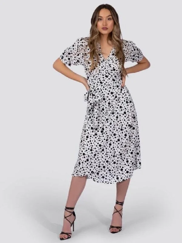 White Polka Dot Midi Dress | Ethical Fashion Stylish Vintage Midi Dress