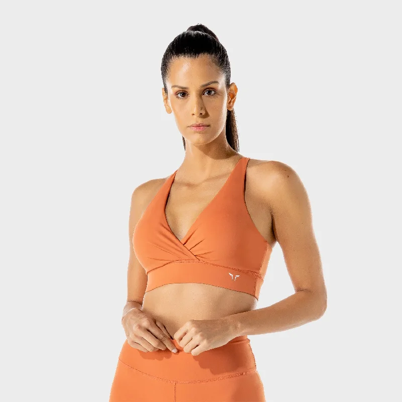 Women's Fitness - Wrap Sports Bra - Copper Coin Breathable Wireless Bra