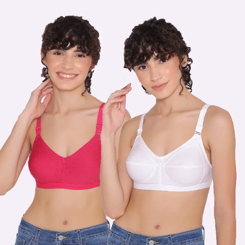 Women's full coverage cotton bra (Pack of 2) -BELLA Adjustable Bra Straps