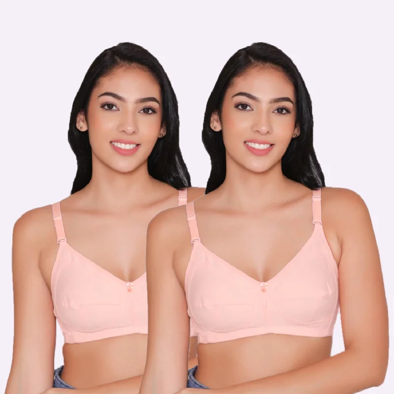 Women's Non Padded Non Wired Full Coverage Bra with No Spillage (Pack of 2)-ELSA Comfortable Lounge Bra