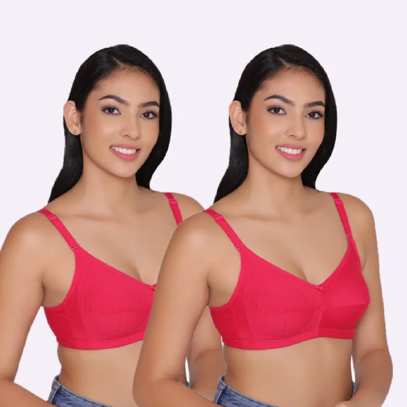 Women's Non Padded Non Wired Full Coverage Bra with No Spillage (Pack of 2)-ELSA Push-Up Bralette Set