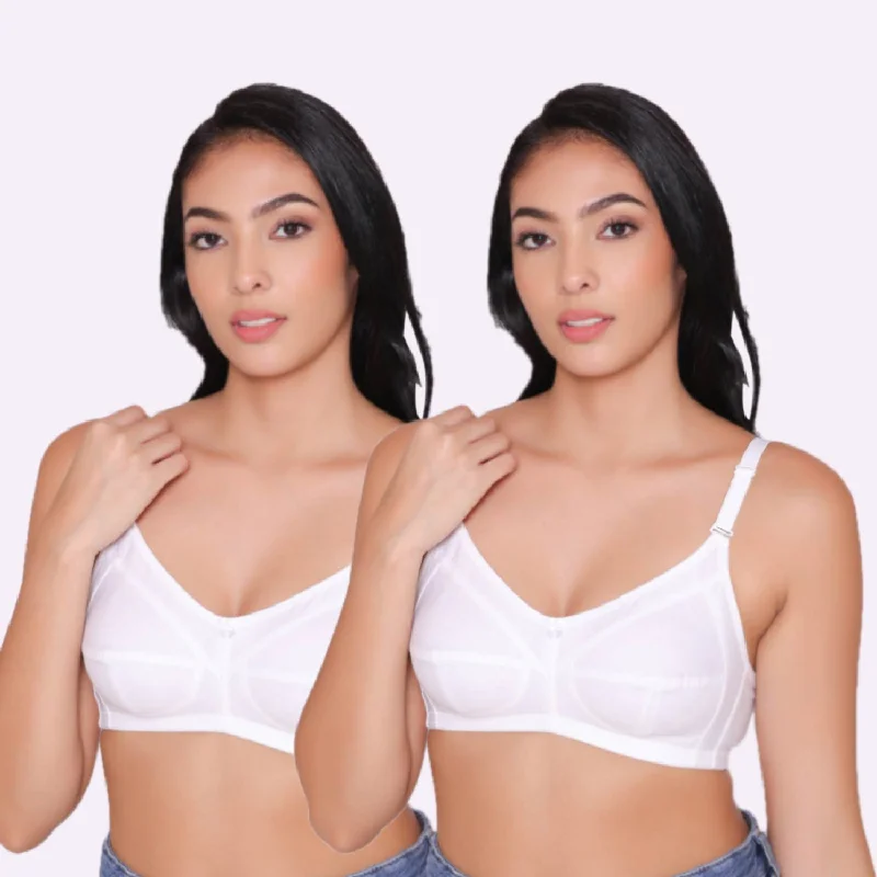 Women's Non Padded Non Wired Full Coverage Bra with No Spillage (Pack of 2)-ELSA Breathable Comfort Bra