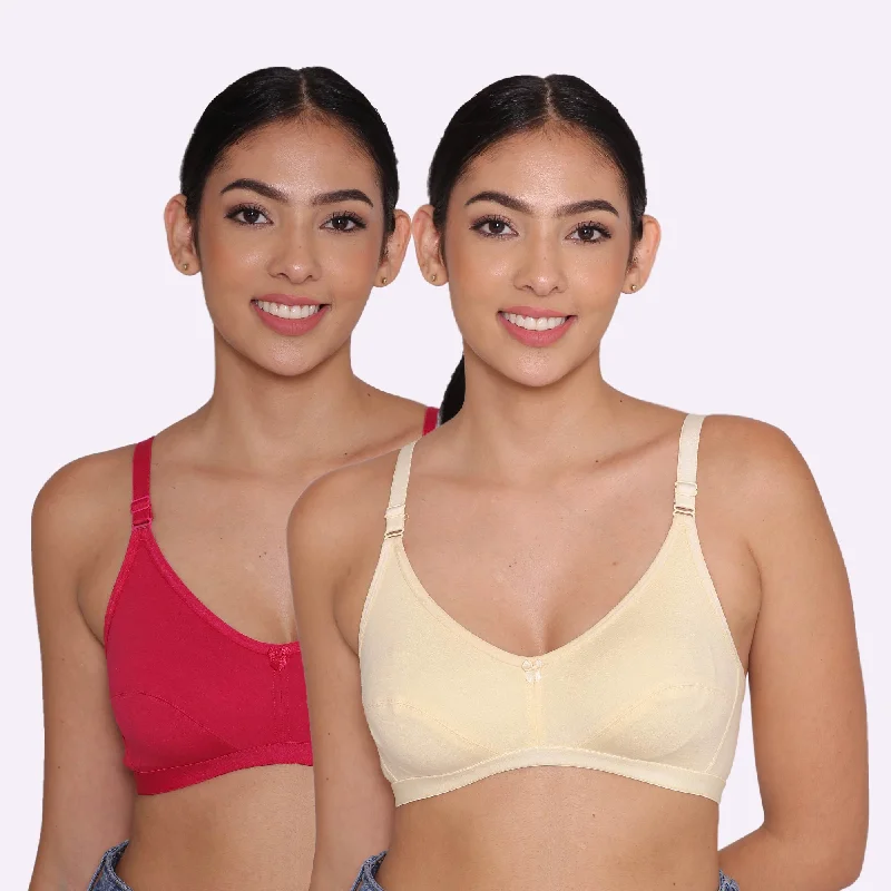 Women's Non Padded Non-Wired Regular Bra-Paris Combo of 2 Push-Up Bra Set