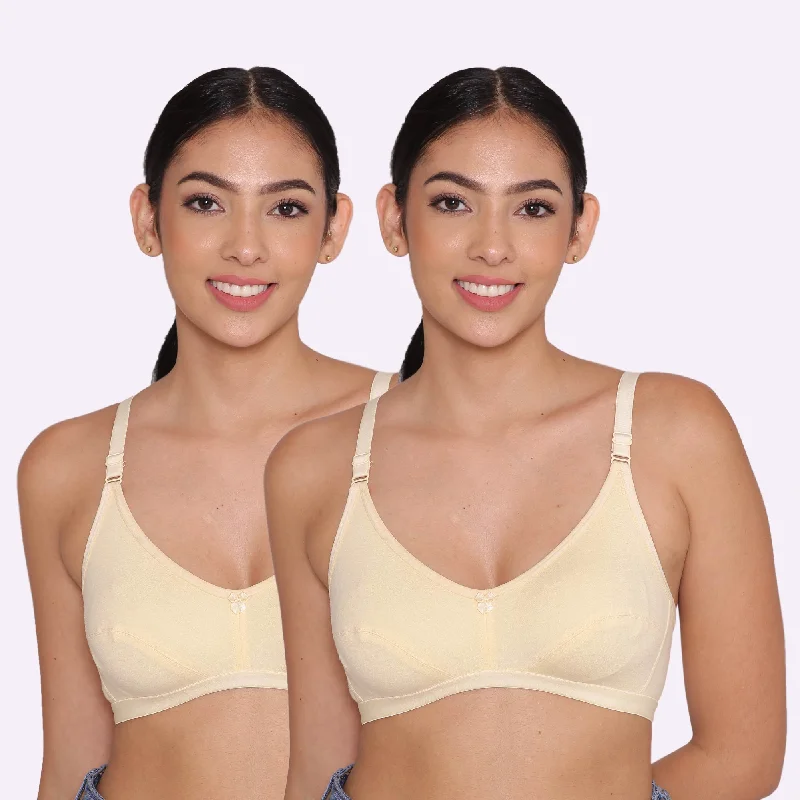 Women's Non Padded Non-Wired Regular Bra-Paris Combo of 2 Sporty Compression Bra