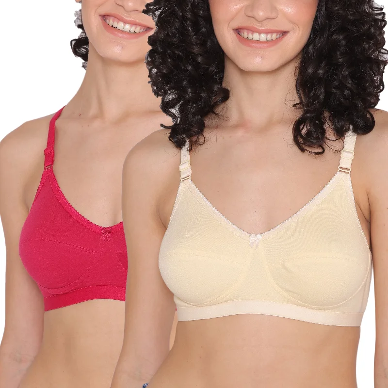 Women's Non Padded Non-Wired Regular Bra-RIO Combo of 2 Push-Up Wireless Bra