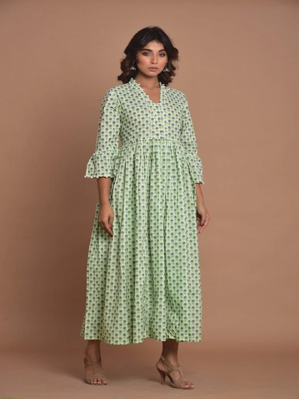 Light Green Midi Dress Fashionable Skater Midi Dress