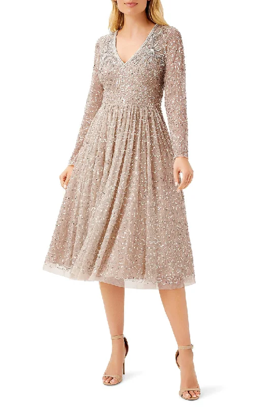 Aidan Mattox MD1E207535 Short Mother of the Bride Long Sleeve Midi Dress Comfortable Lace-Up Midi Dress