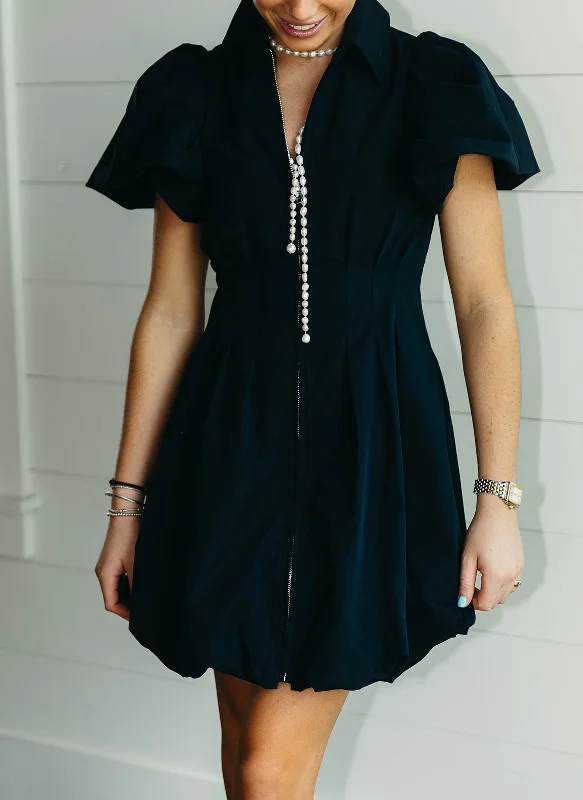 All Fun And Games Mini Dress - Navy Casual Button-Up Mini Dress