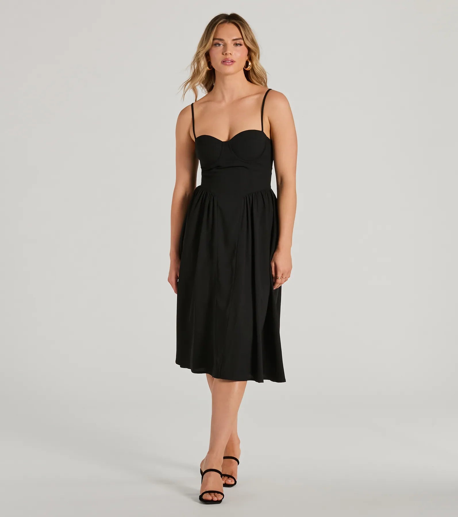 Blissful Afternoons Corset A-Line Midi Dress Trendy Square Neck Midi Dress