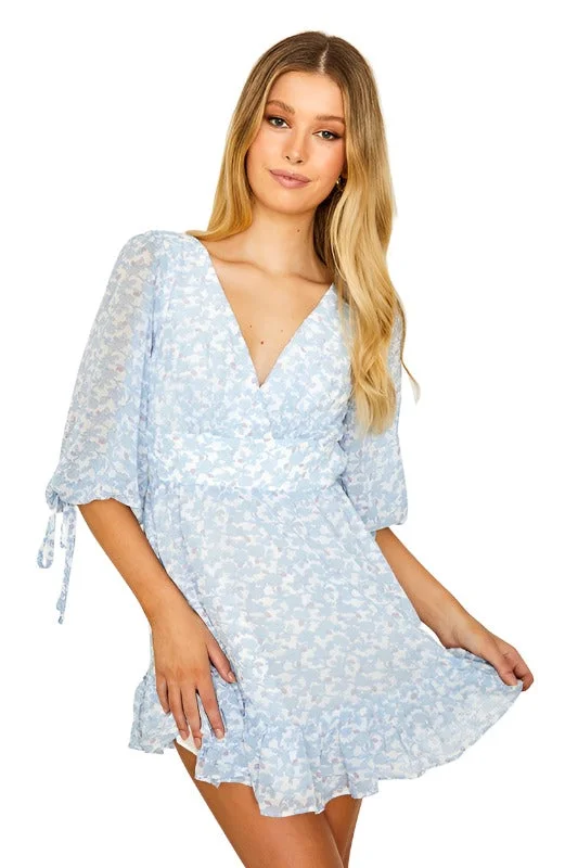 Floral Print Babydoll Mini Dress Fashionable A-Line Mini Dress