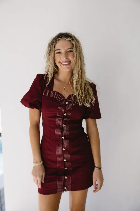 Harper Mini Dress - Burgundy Fashionable Summer Mini Dress