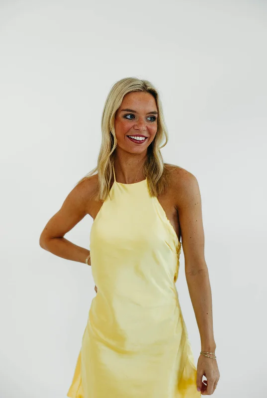 In No Rush Mini Dress - Lemon Cozy Knit Mini Dress