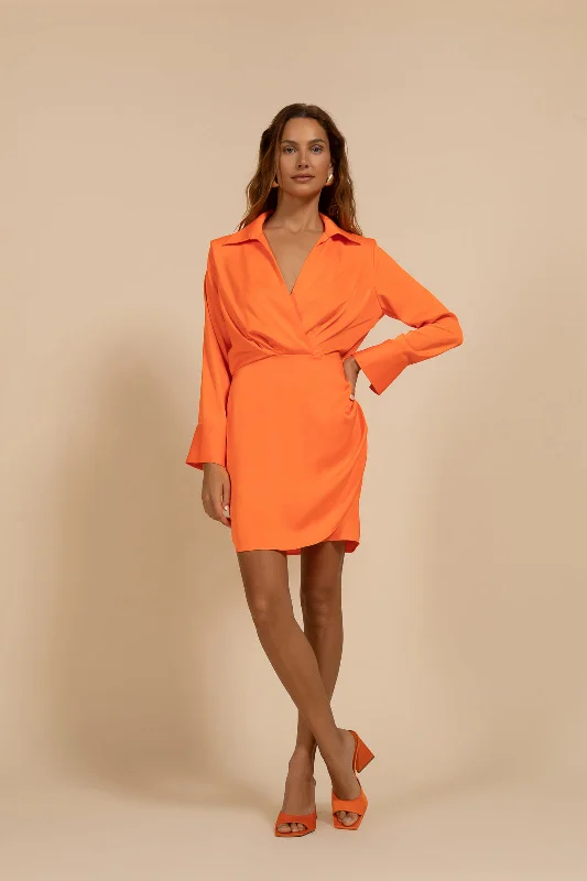 Kasia Aroma Mini Dress - Orange Fashionable Mini Dress with Slits