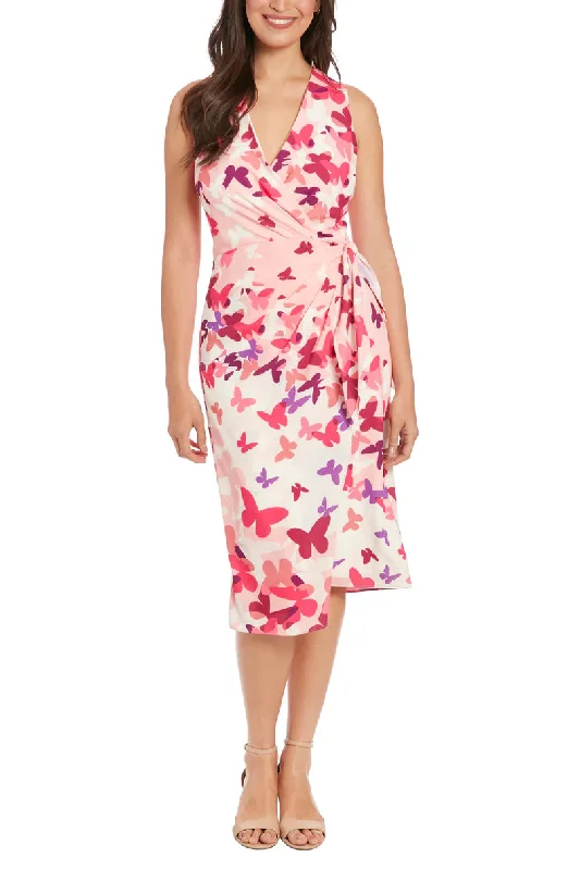 London Times T7618M Short Cocktail Printed Midi Dress Fashionable Skater Midi Dress