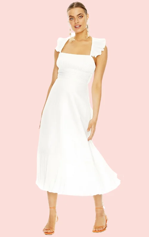 Love In Paris Midi Dress - White Comfortable Denim Midi Dress